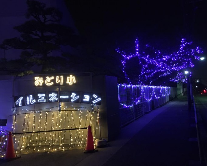池田市立緑ヶ丘小学校のクリスマスのイルミネーションが綺麗☆